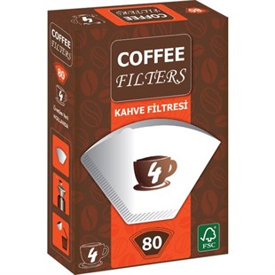 Coffee Filters Beyaz Filtre Kahve Kağıdı 4 Numara (80 Adet)